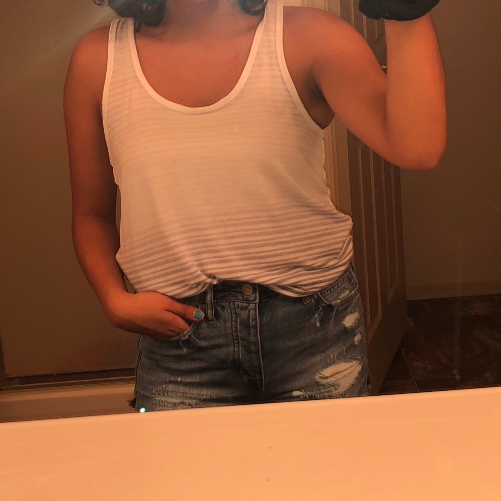 White strips with gray on bottom